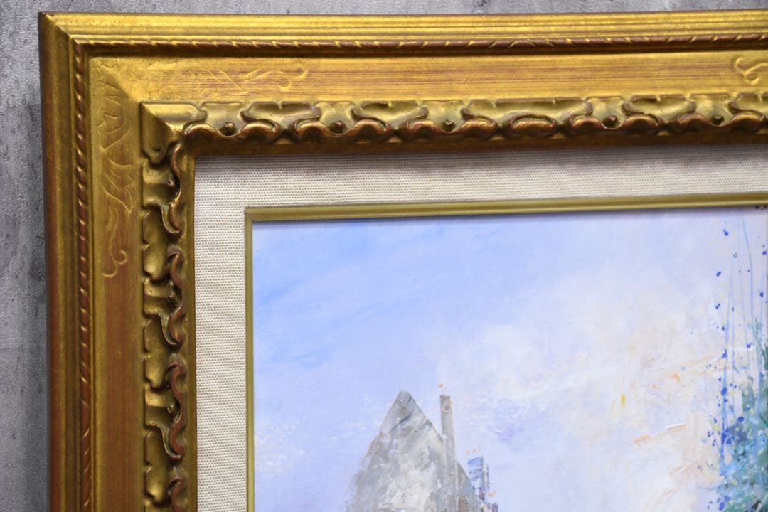 EDK111 田巻洋一 サクレクール寺院 モンマルトル F3号 油彩画 額装