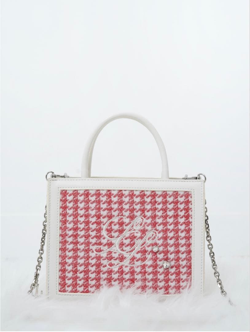 ルミニョン Lumignon houndstooth 2way bagレッド - メルカリ