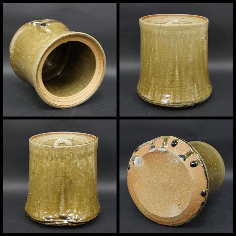 茶道具 炎窯 清水貢造 流釉 水指 共箱 / 茶道具