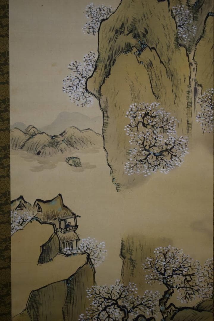 不詳/作者不詳/春景山水人物図/布袋屋掛軸HF-757