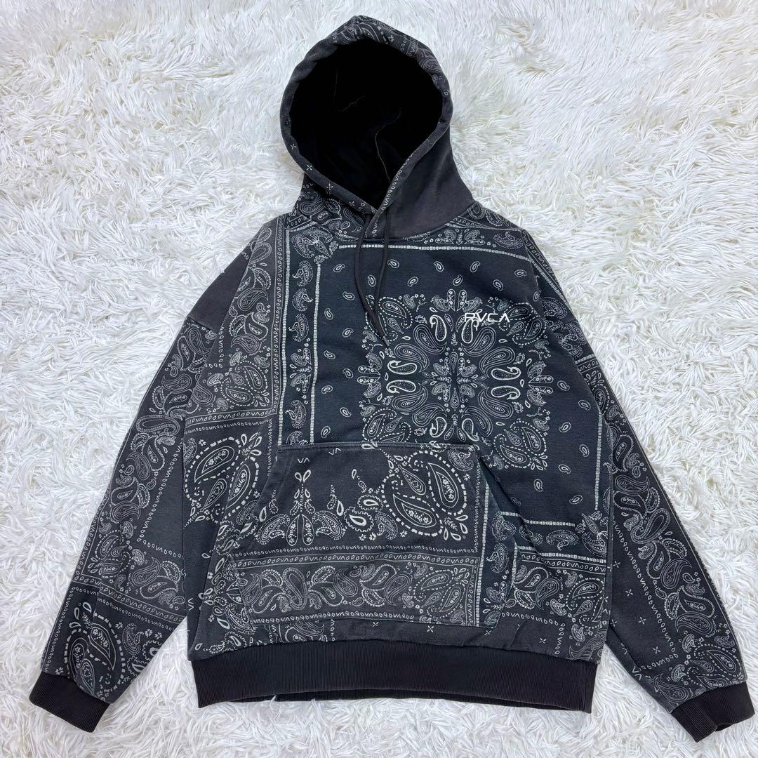 RVCA ルーカ セットアップ ペイズリー柄 防水 パーカーフーデイS 黒