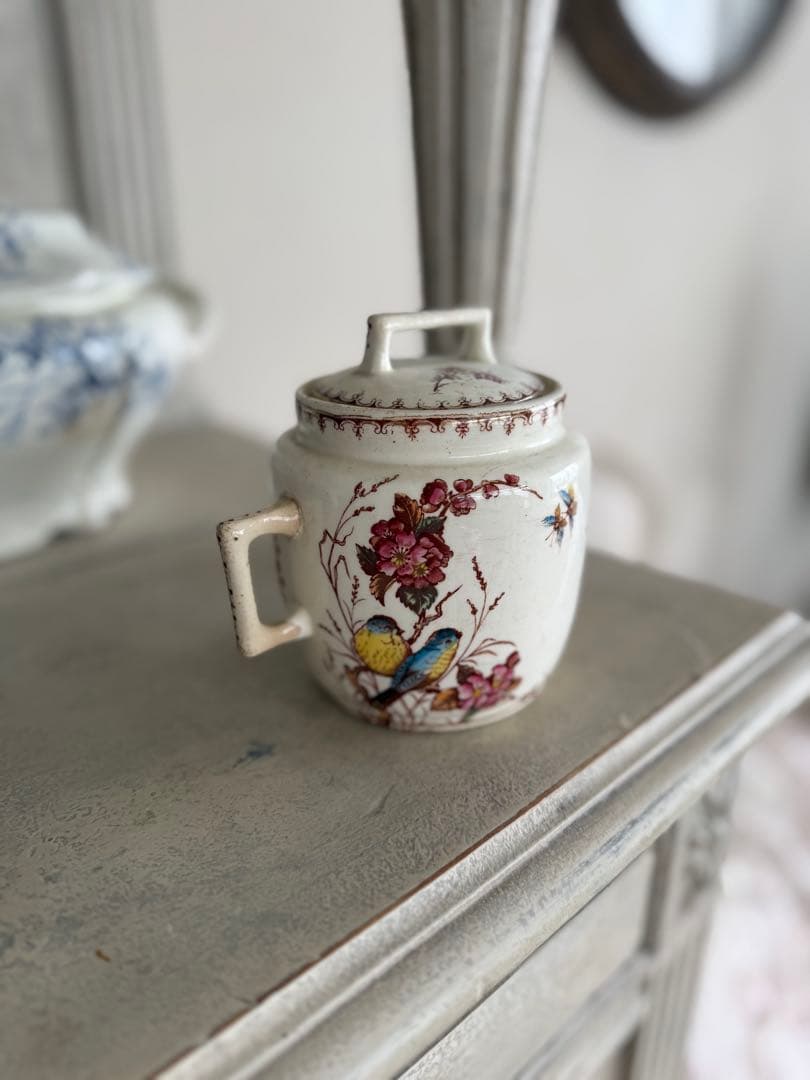 フランスアンティーク陶器リュネビィルmesangeシュガーポット - メルカリ