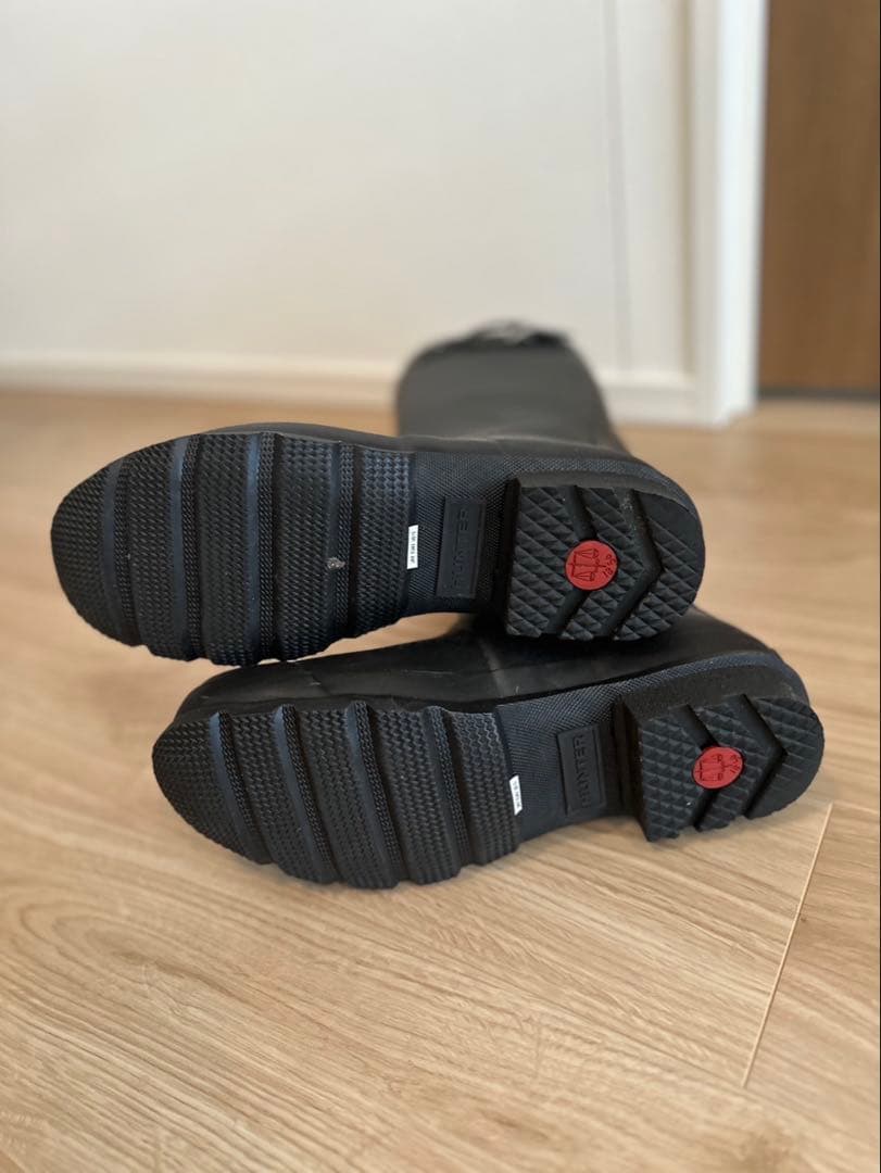 HUNTER ブラック ロングブーツ バックル付き