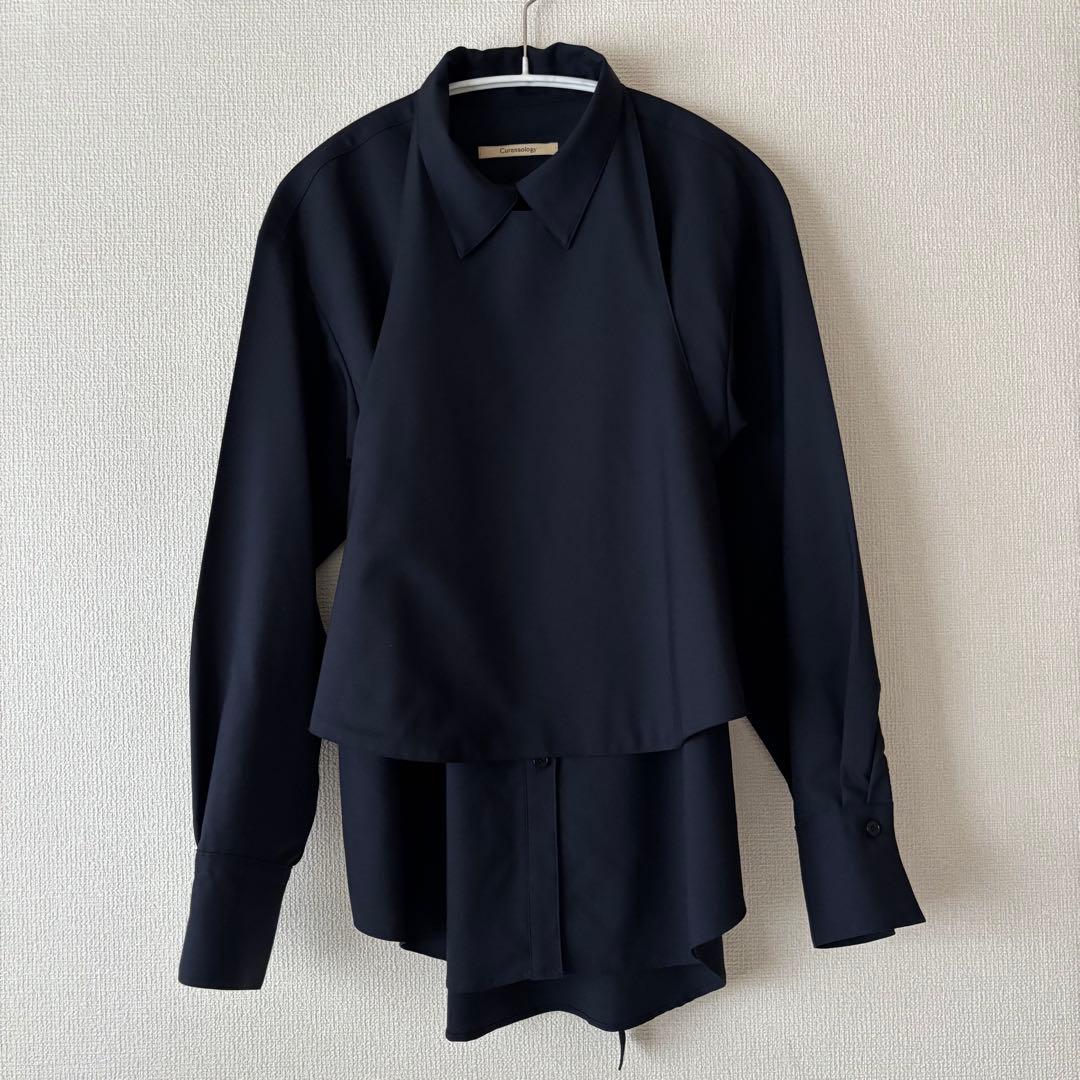 Curensology カマーベスト付きシャツ ネイビー ウール - メルカリ
