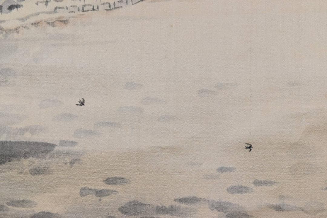 真作】福田浩湖/西湖暁雨/中国山水図/山水人物図/掛軸/名家伝来/AA-573