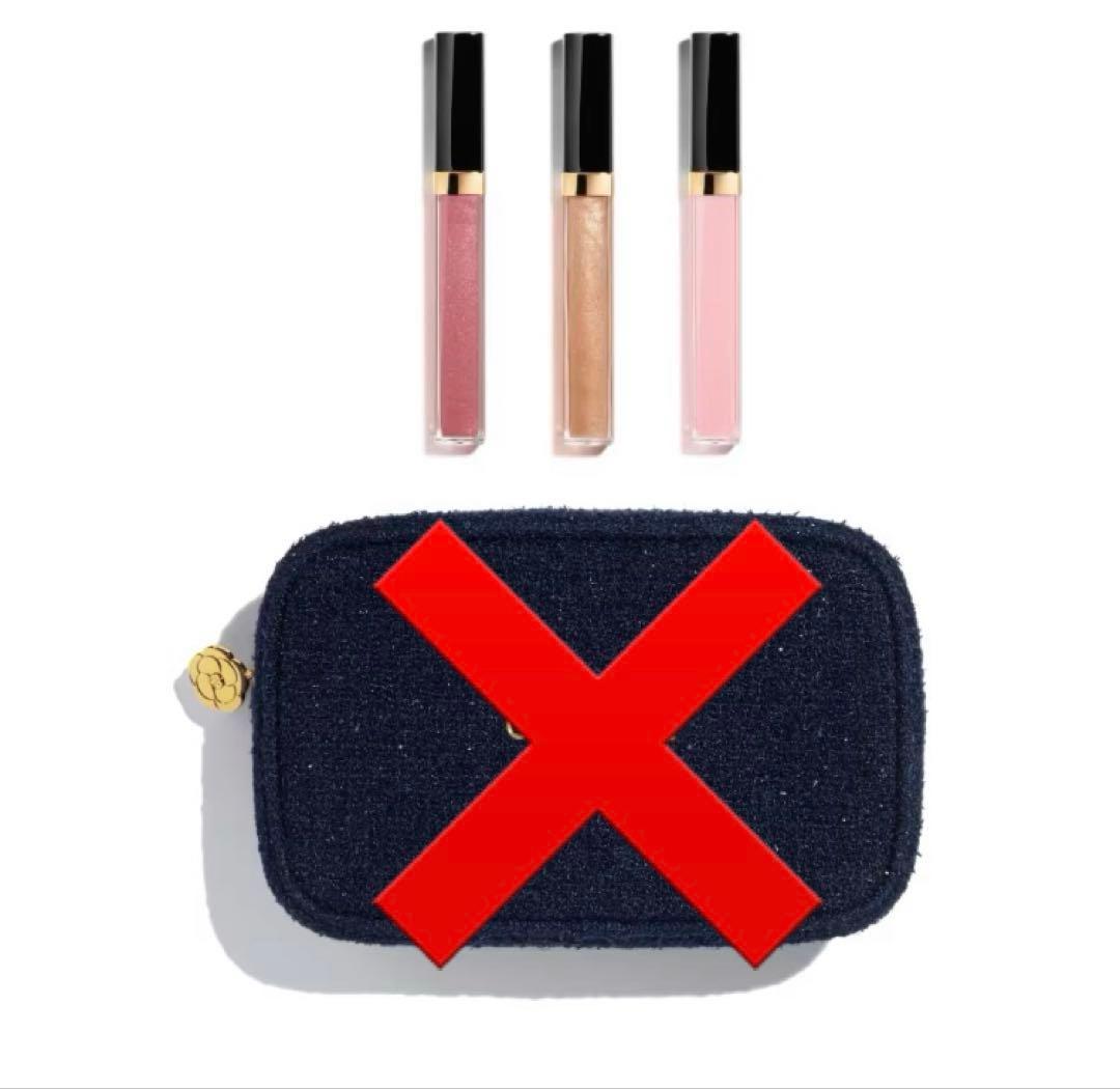 CHANEL リップグロス 3本セット巾着付 ☆CHANEL☆23年クリスマスコフレ☆限定ポーチ付き☆リップグロス