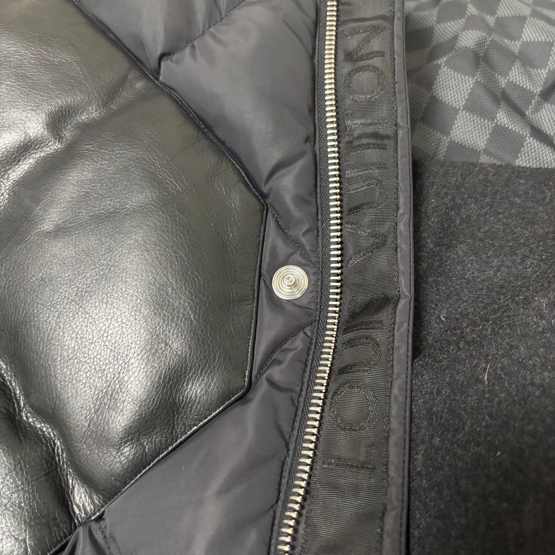 LOUIS VUITTON ブラックデタッチャブル レザー切替ダウンジャケット