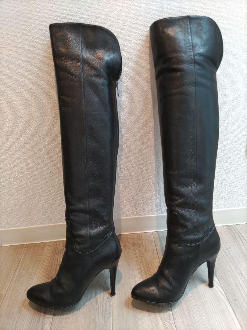 ダイアナ 黒 ニーハイブーツ 9センチヒール 24センチ - 靴最低 価格