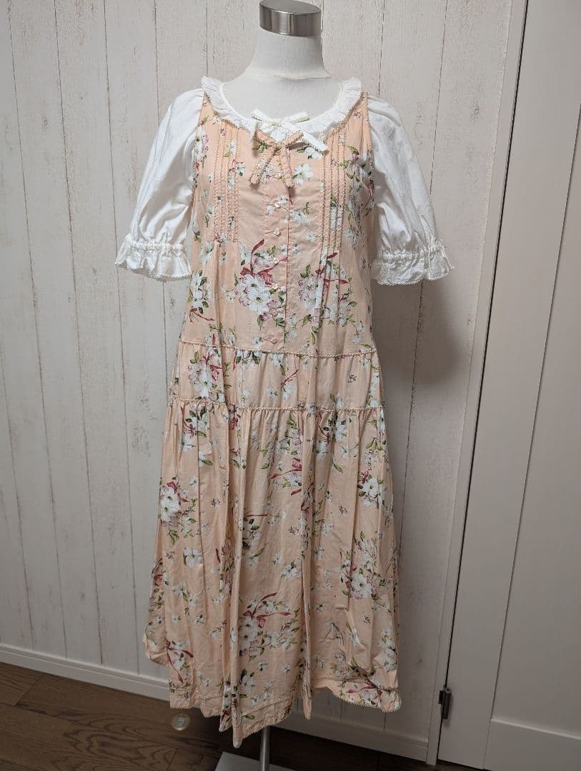 未使用品タグ付き)ピンクハウス ハナミズキ柄ノースリーブミディ