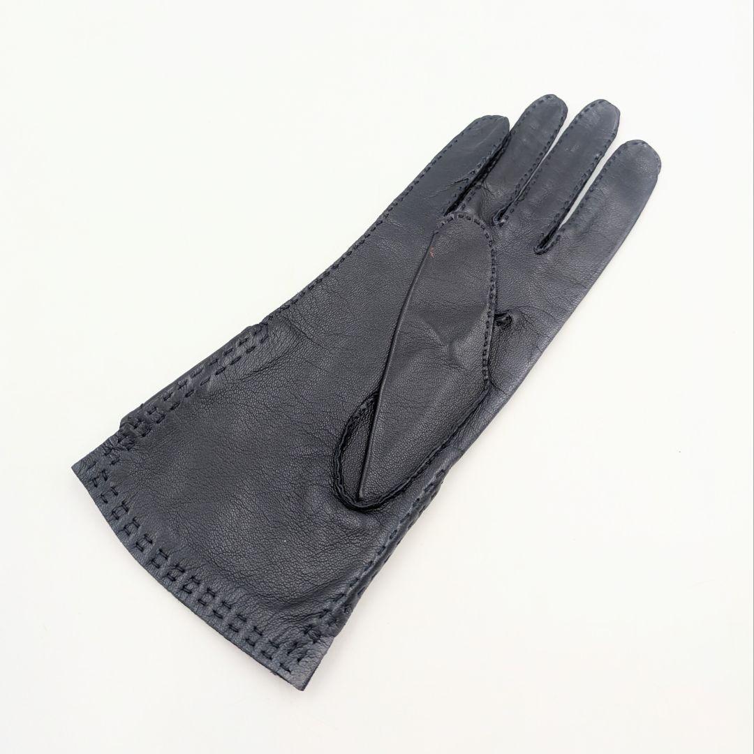 HERMES エルメス セリエラムスキン グローブ 手袋 ダークブルー