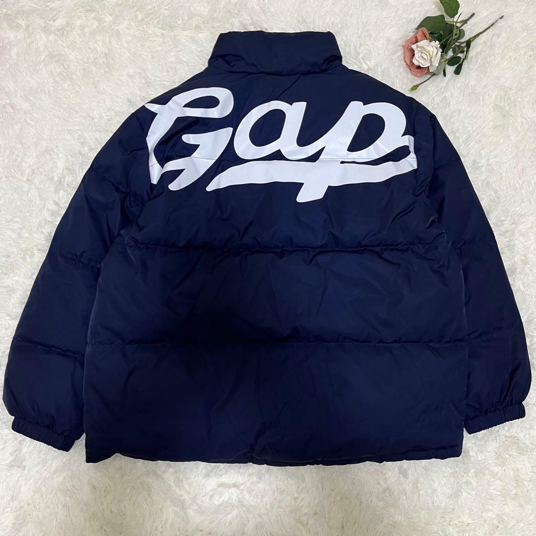 極美品 GAP ギャップ バックロゴ ダウンジャケット L ネイビー - メルカリ