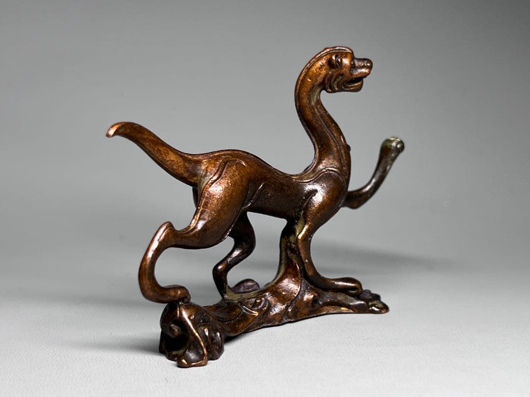 古美術 文鎮 置物 龍 細工 金属工芸 古銅 骨董品 飾り物 開運風水