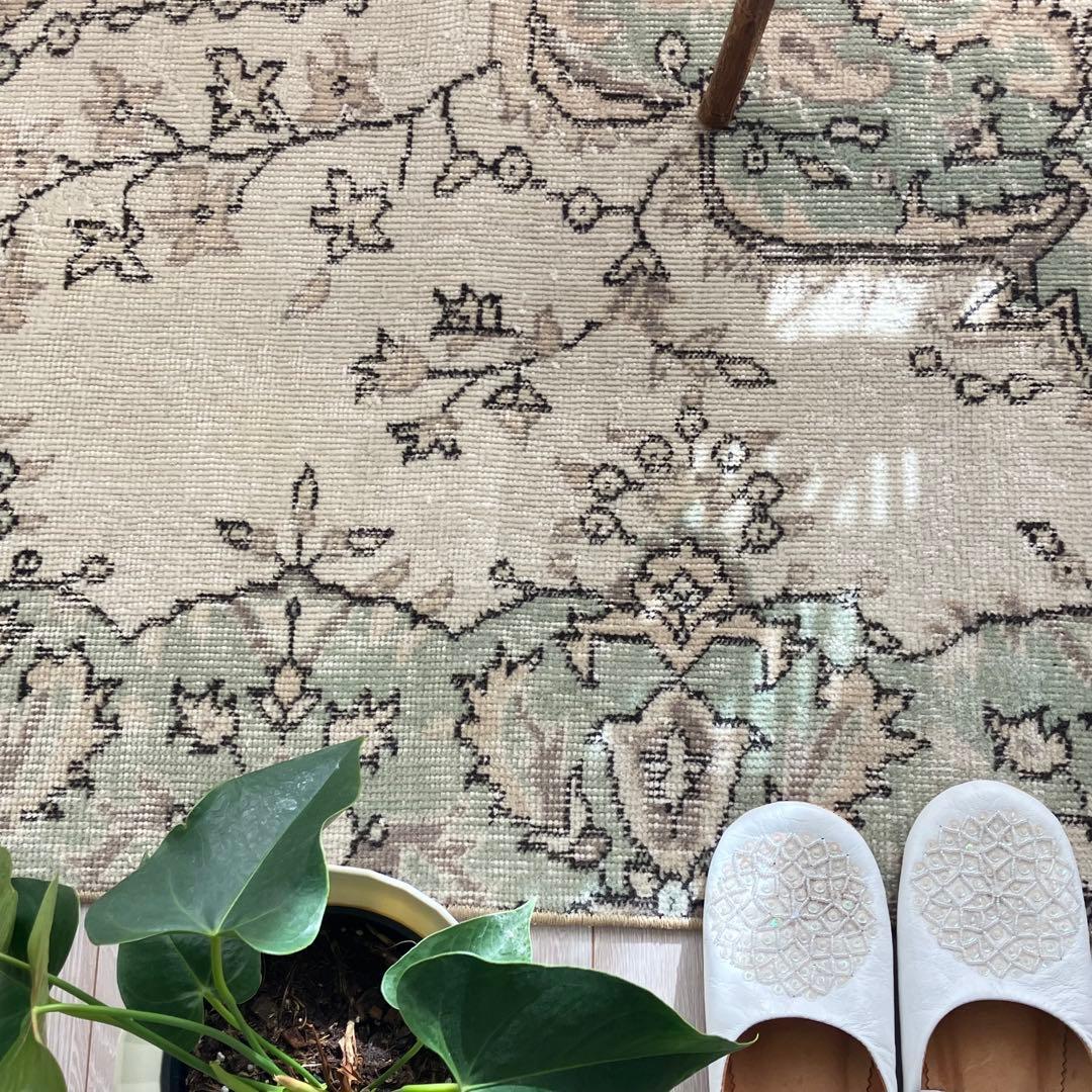 超ロング71×283 ペパーミント ベージュ ランナー トルコヴィンテージ