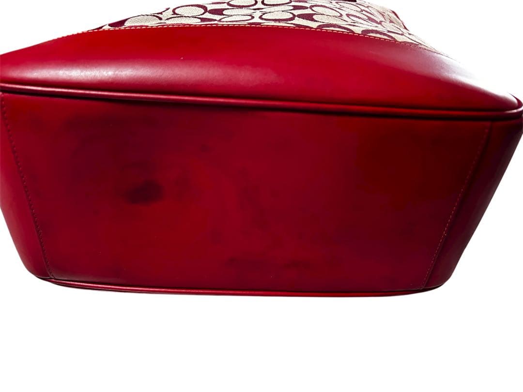 ✨良品✨ コーチ トートバッグ シグネチャー 型押し レッド 赤色 商品