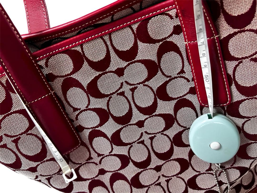 ✨良品✨ コーチ トートバッグ シグネチャー 型押し レッド 赤色 商品