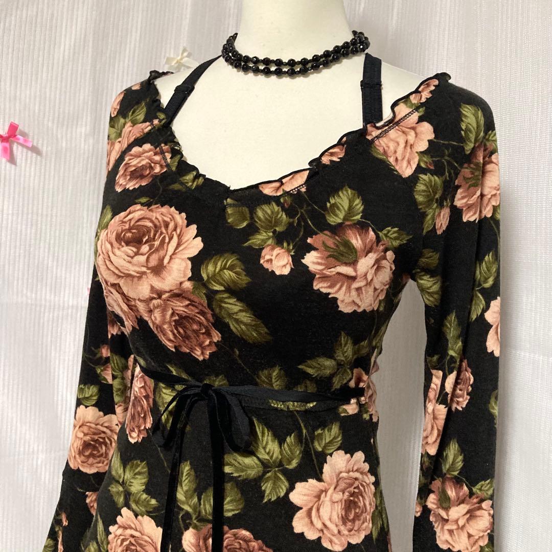 姫ロリ LIZLISA系 ゴスロリ フェアリーグランジ 花柄リボンtops - メルカリ