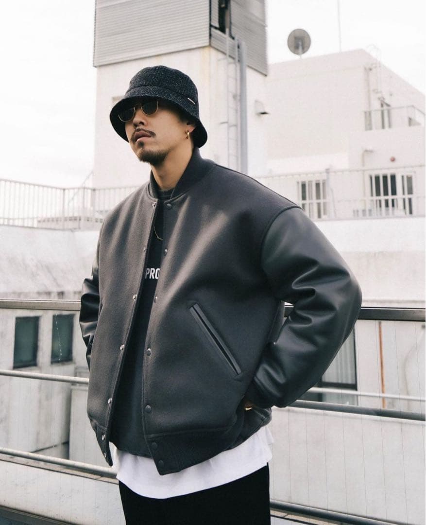 cootie Wool Melton Stadium Jacket ブラック - メルカリ