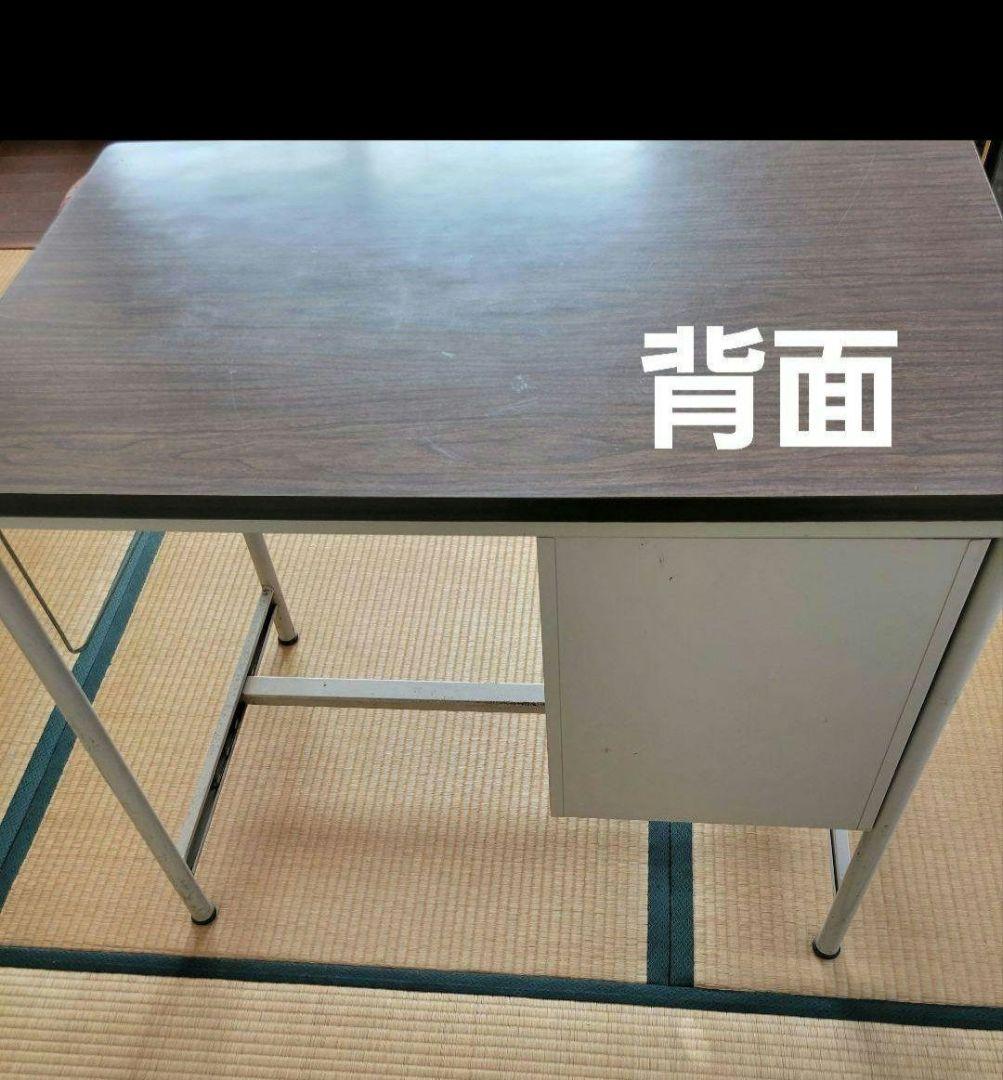 勉強机 昭和レトロ 鉄製 スチール机 片袖 - メルカリ