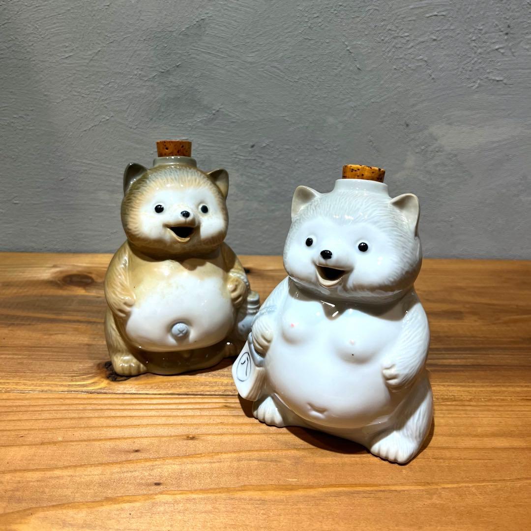 最終価格‼️バラ売り可‼️【たぬきの徳利 陶器製 白と茶色 2個セット