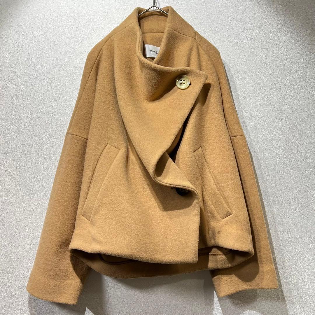希少 美品 ENFOLD 上質 ウールリバー モッサショートドルマンコート