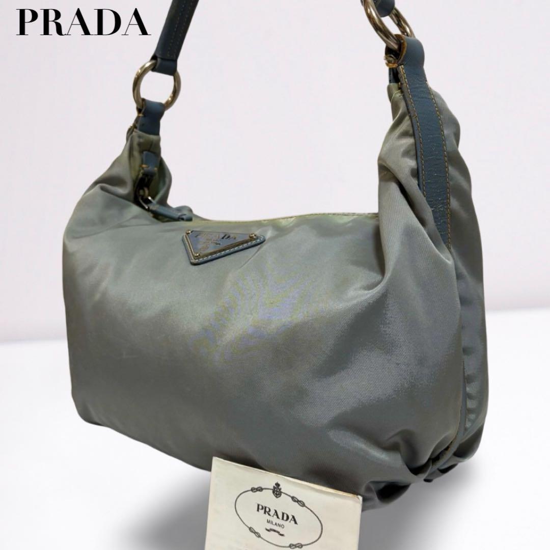 正規品】PRADA プラダ ワンショルダー ナイロン×レザー 三日月型