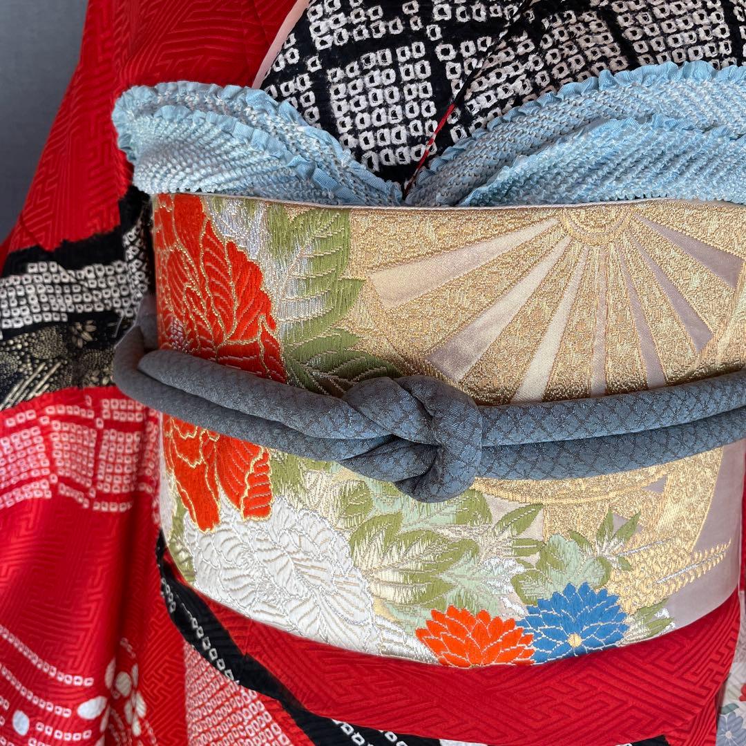 振袖フルセット 高身長 絞り 手描き友禅 成人式振袖 振袖 裄丈69