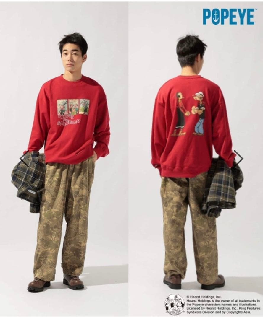 美品】ニコアンド ポパイ レッド スウェット Mサイズ ユニセックス