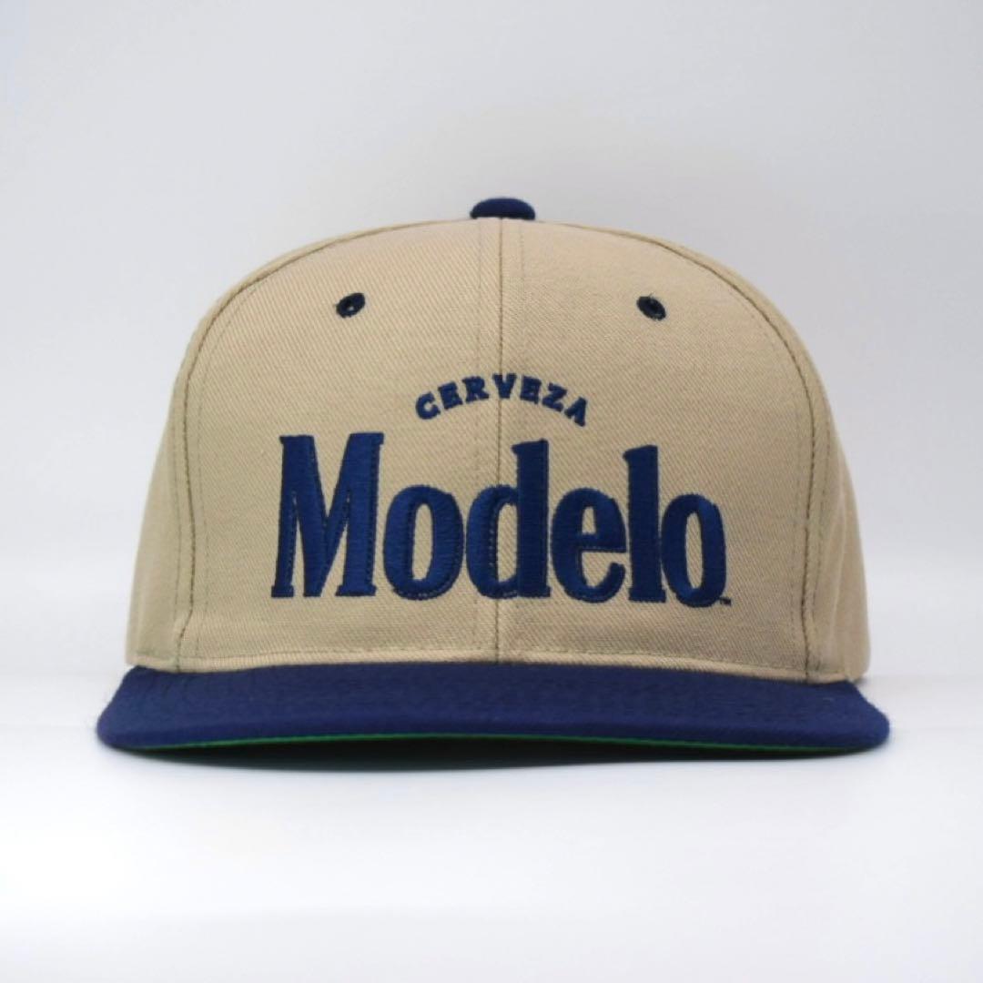 デッド 90s ビンテージ Modelo ビール 刺繍 キャップ 2トーン 紺