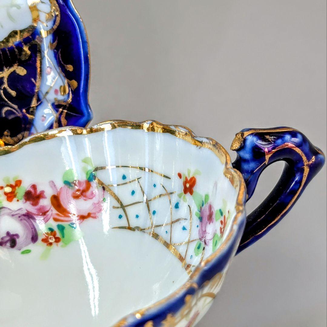 オールドニッポン デミタス 高台ペディスタル C&S 金彩 花文 - メルカリ