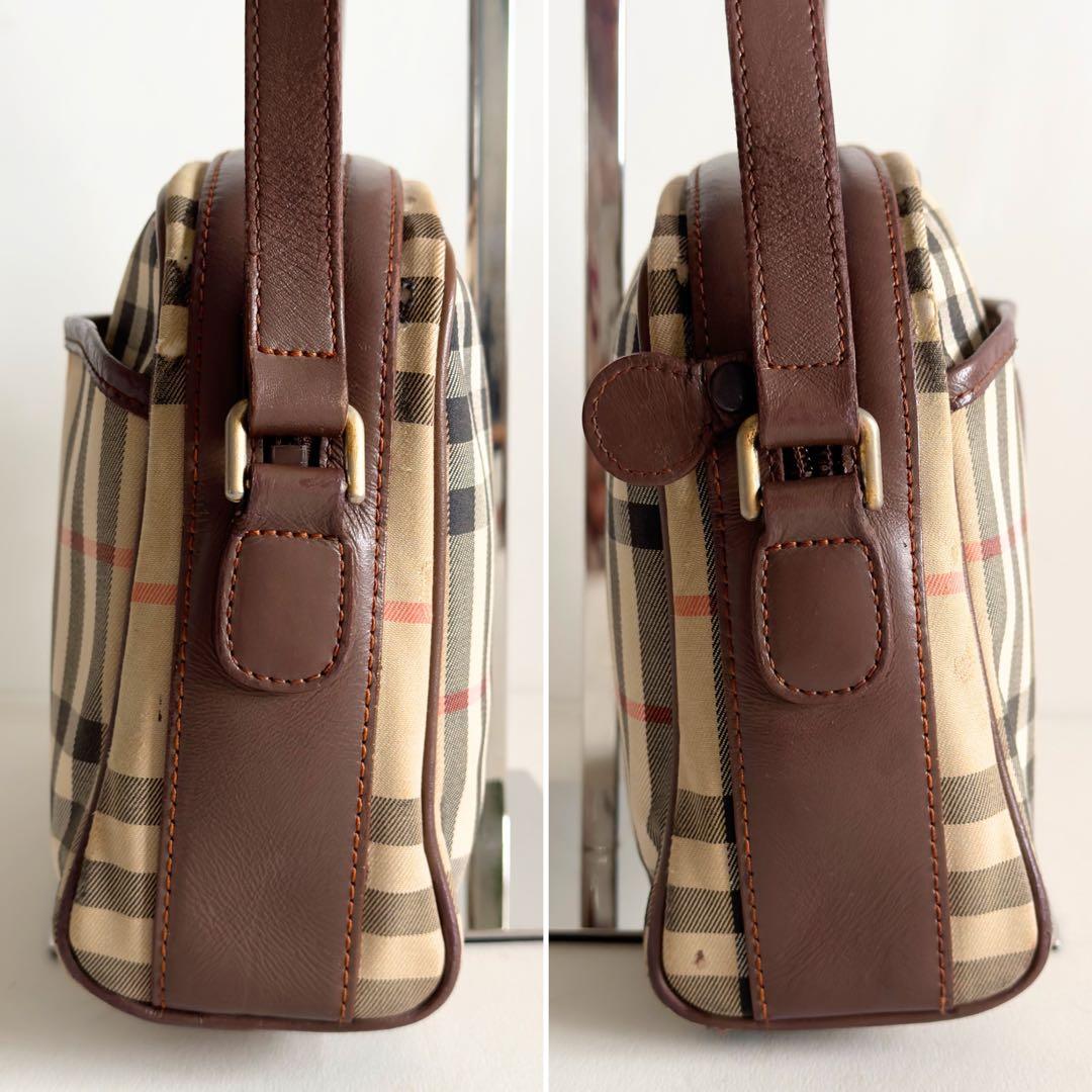 バーバリー ショルダーバッグ ノバチェック 旧ロゴ 月桂樹 キャンバス