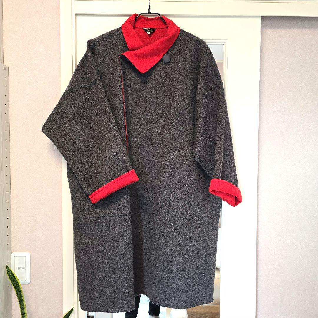❤️ヴィンテージ❤️Leilianレリアン ウールリバーコート グレー 赤 9