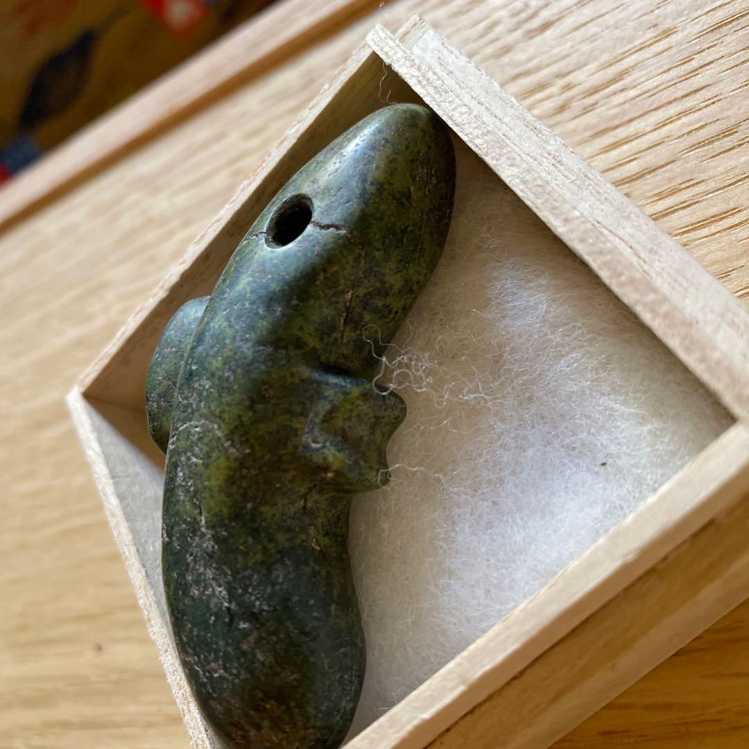 古墳期 全面風化カセ 出雲石製 6.7cm 子持ち勾玉｜伝 奈良県御所市周辺出土