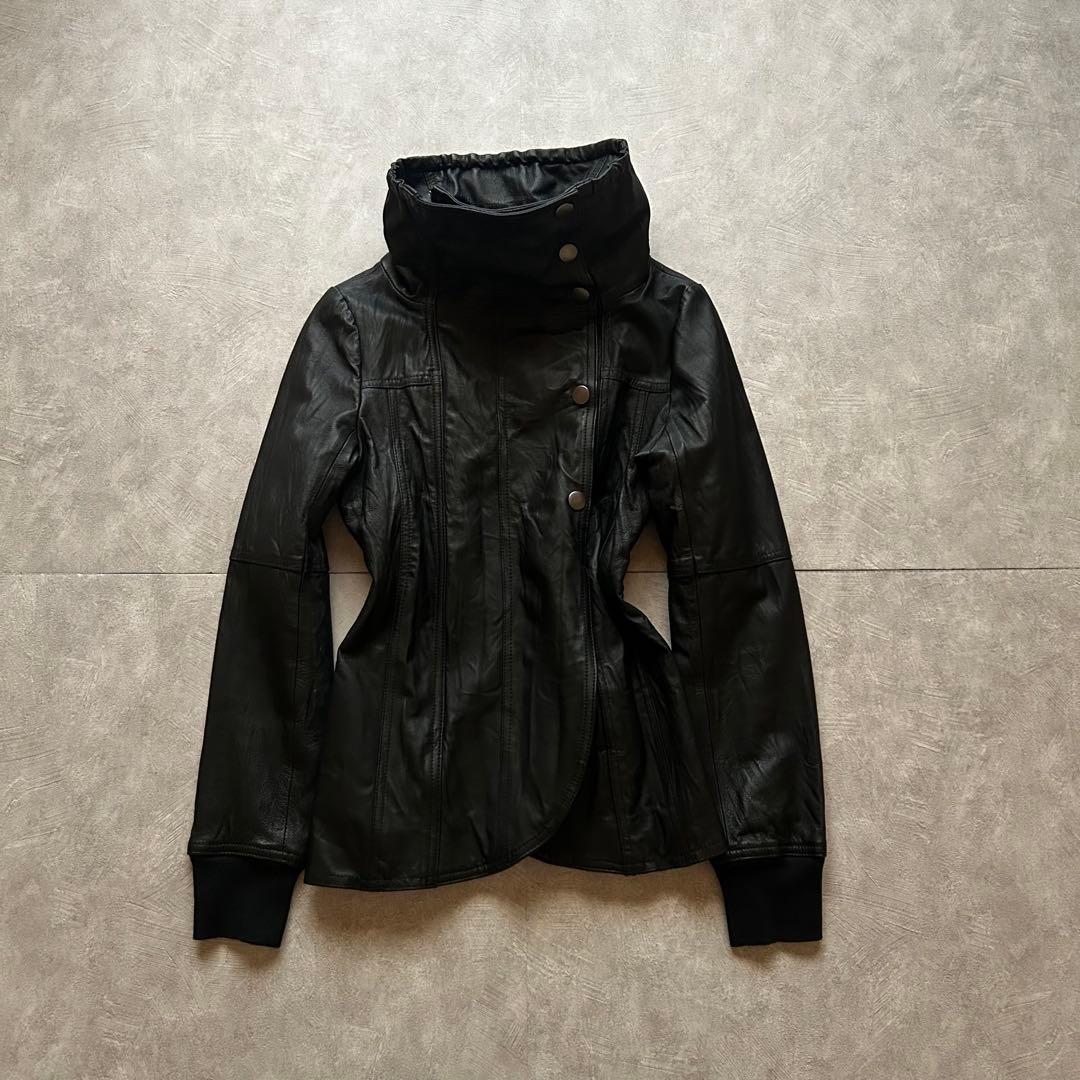 archive grunge leather jacket y2k black - メルカリ