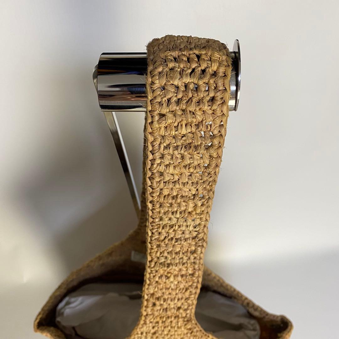 ヘレンカミンスキー かごバッグ ラフィア リーフ金具 バイカラー