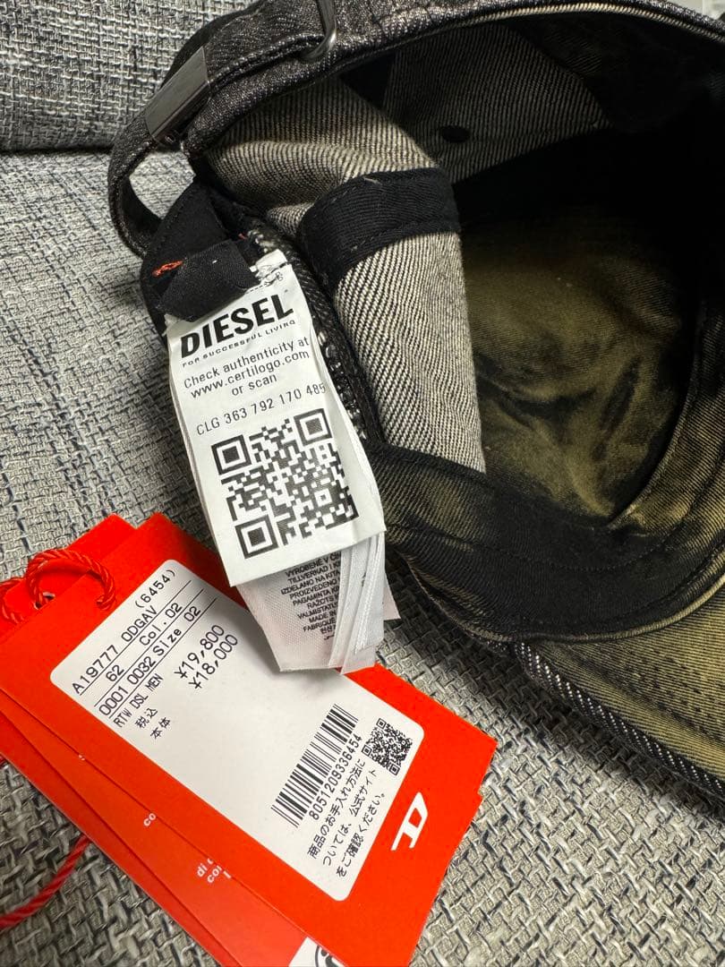 DIESEL タグ付き デニム風ダメージグレーキャップ サイズ2 - メルカリ