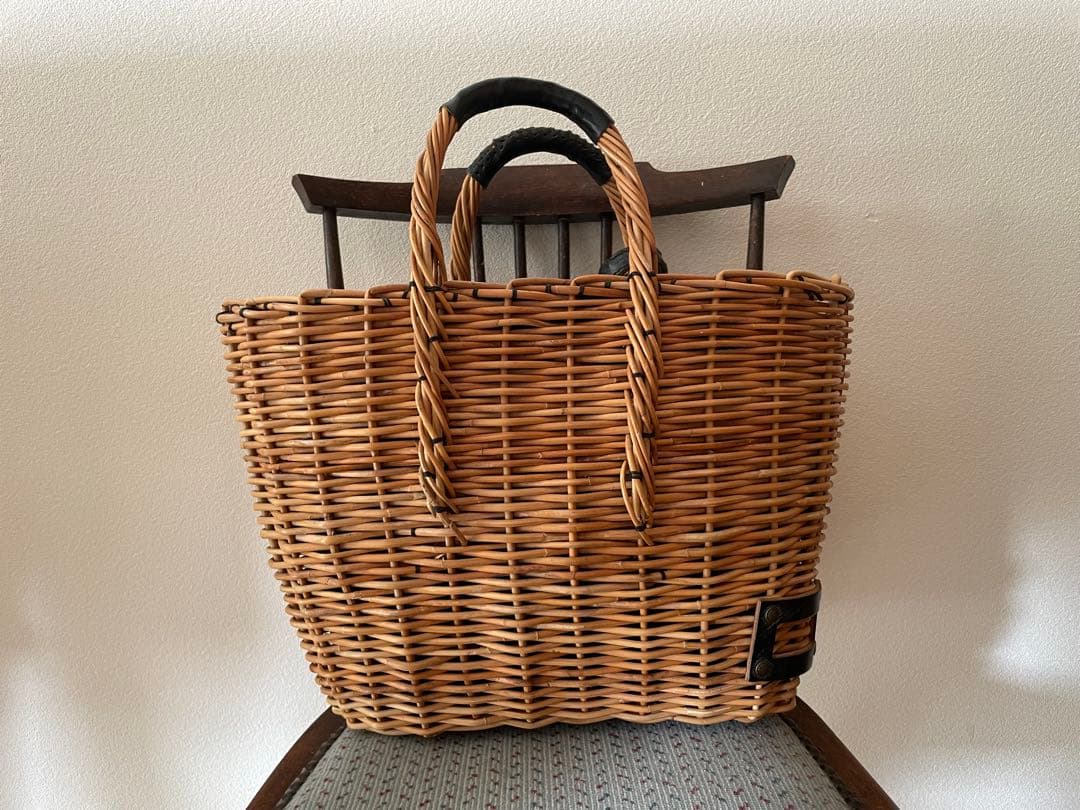 破損あり値下げします！エバゴス　ebagos 紅籐　ブライドル　かごバッグ ebagos 横長かご ブライドルレザー×紅籐 BLACKエバゴス | マドリガル