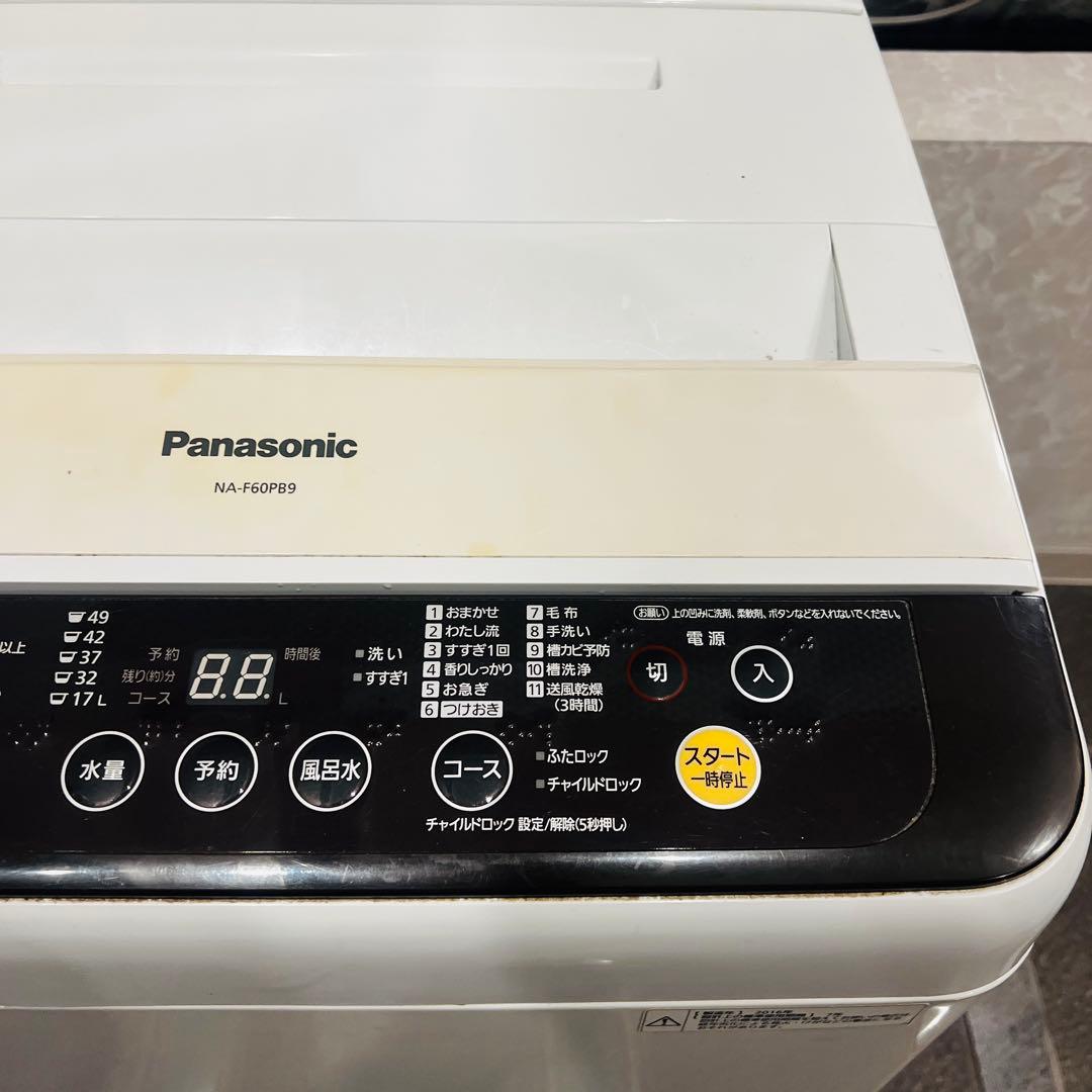 2 大阪無料配送 Panasonic 洗濯機 NA-F60PB9 6.0kg