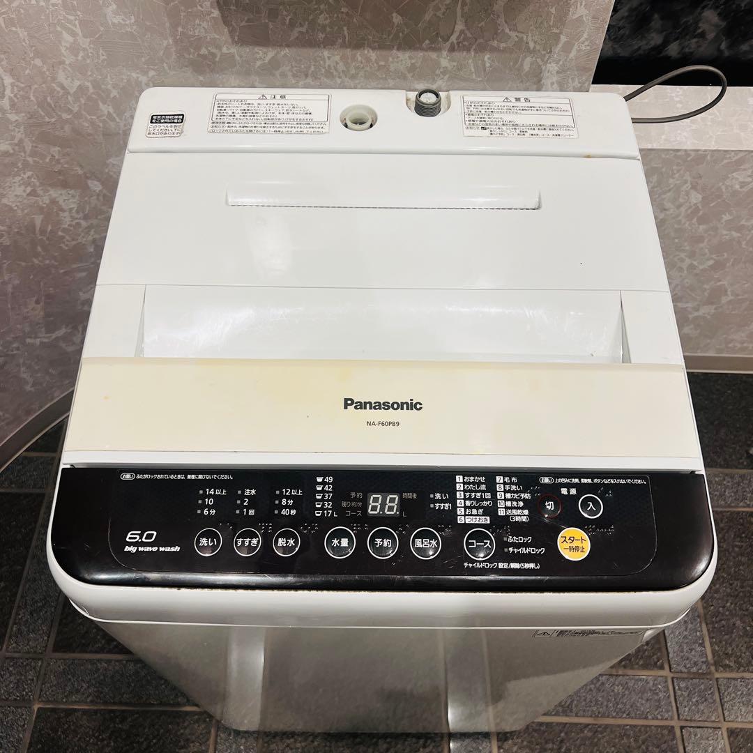 2 大阪無料配送 Panasonic 洗濯機 NA-F60PB9 6.0kg