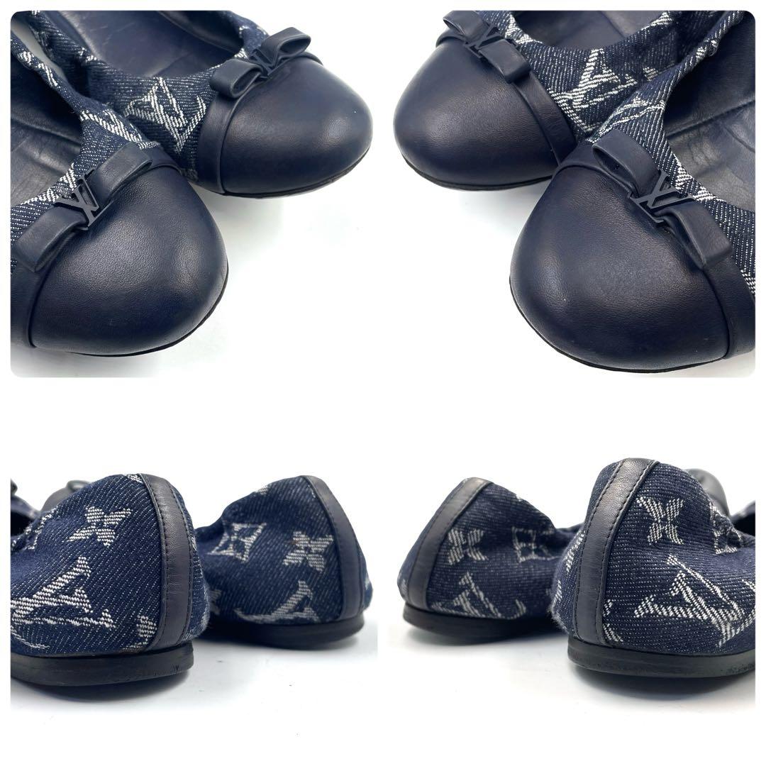 《超美品》ルイヴィトン フラット バレエシューズ パンプス モノグラム デニム