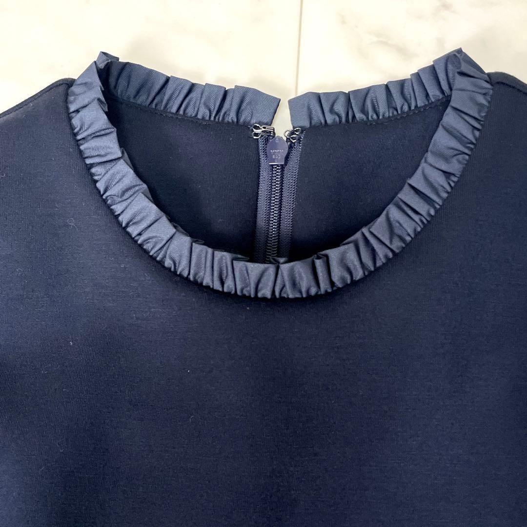 未使用級】ビアズリー 2023AW バックペプラムフリルワンピース ネイビーF