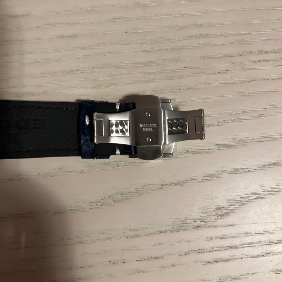EDOX エドックス純正ベルト クロノオフショア1 ネイビークロコ型押革