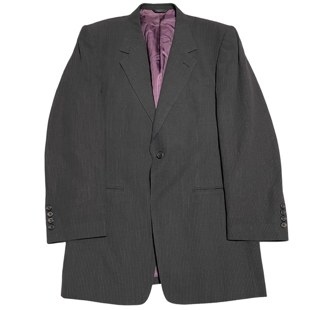 派手裏地【ポールスミスコレクション】黒タグ ストライプスーツ