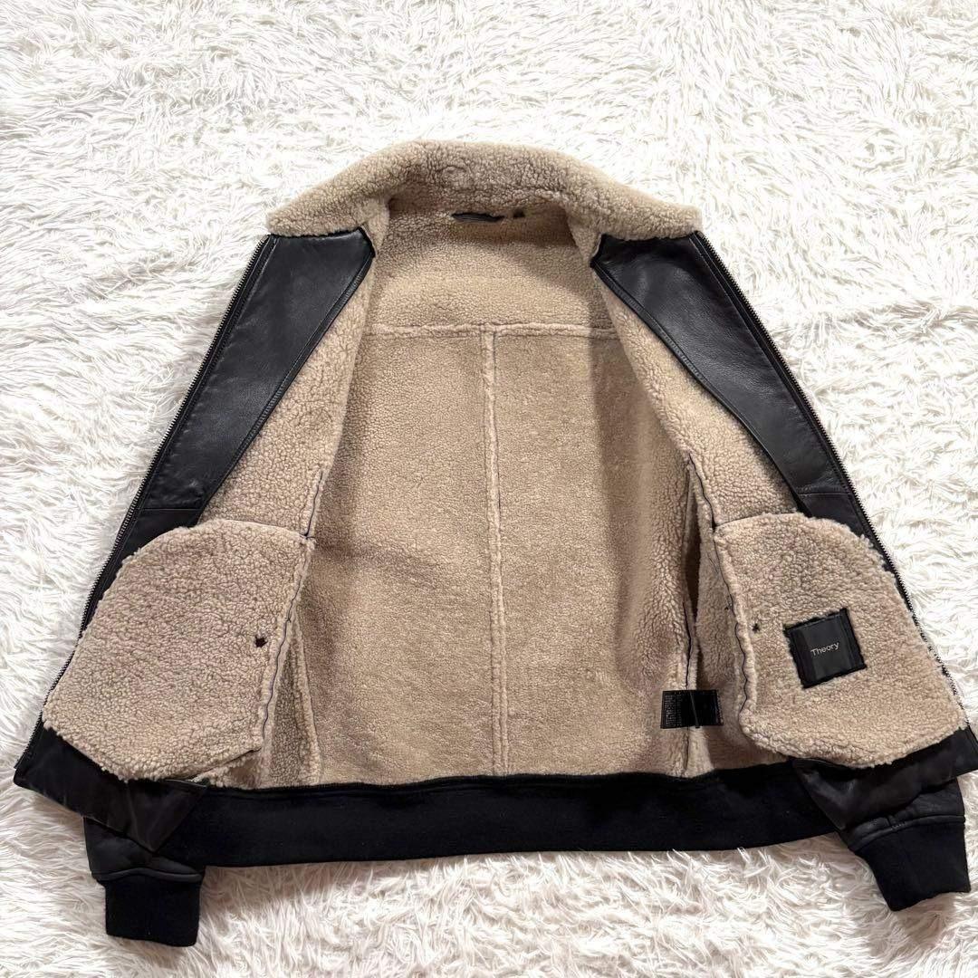 セオリー レザー ボア ジャケット ムートン Sサイズ ブラック 羊革