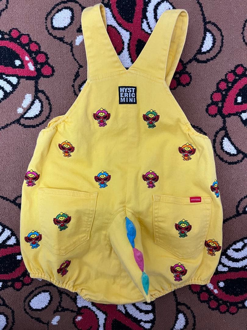 ヒステリックミニ ミニラしっぽ付き刺繍オーバーオール サロペットM