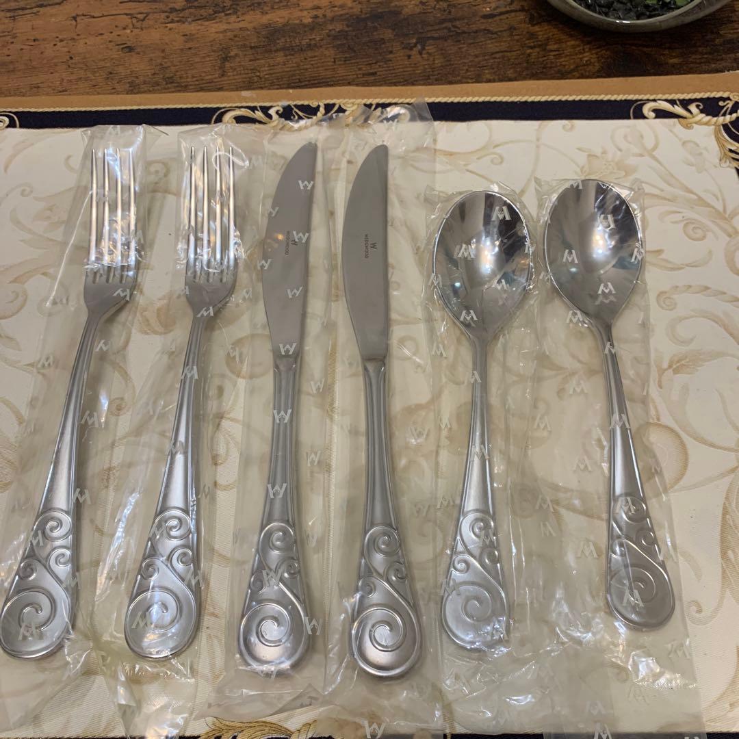 未使用　ウェッジウッド スワル　ディナーナイフ　フォーク　スプーン 4セット WEDGWOOD - 希少 ウェッジウッド スワル カトラリー ディナーフォーク