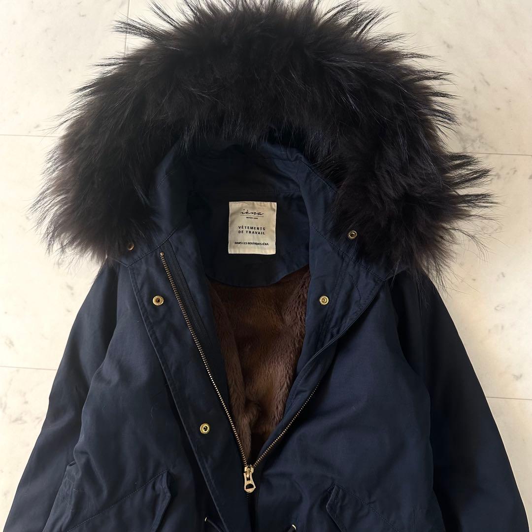 美品♪イエナ ボアライナー付き C/Peモッズコート ファーフード 紺