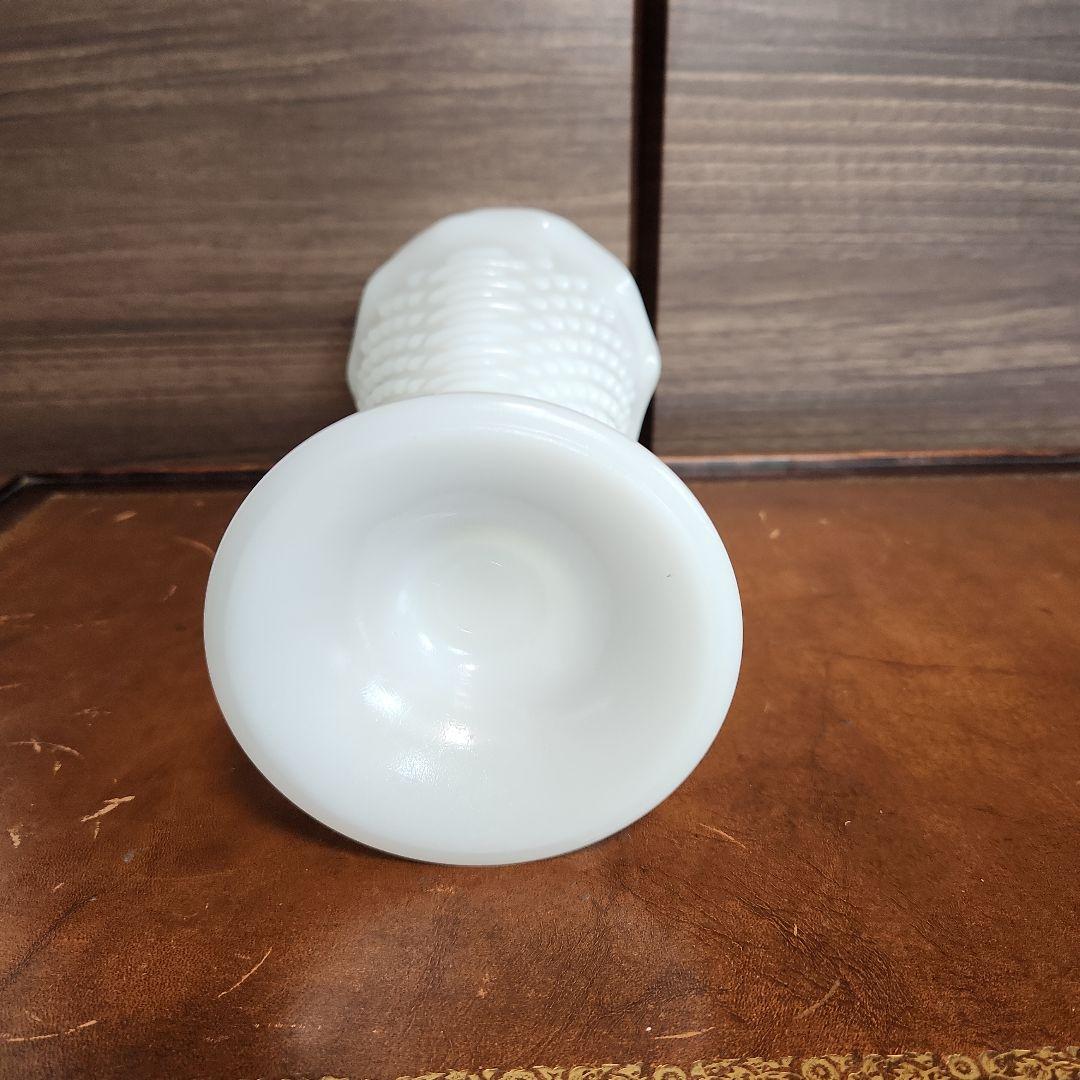 ビンテージ ファイヤーキング ホブネイル フラワーベース ミルクガラス