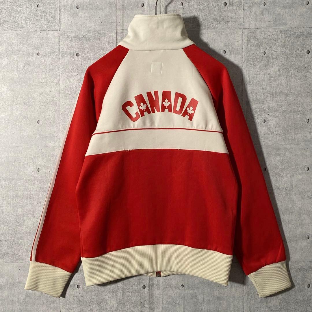希少】アディダス カナダ代表 トラックジャケット 刺繍ロゴ 赤 白 M