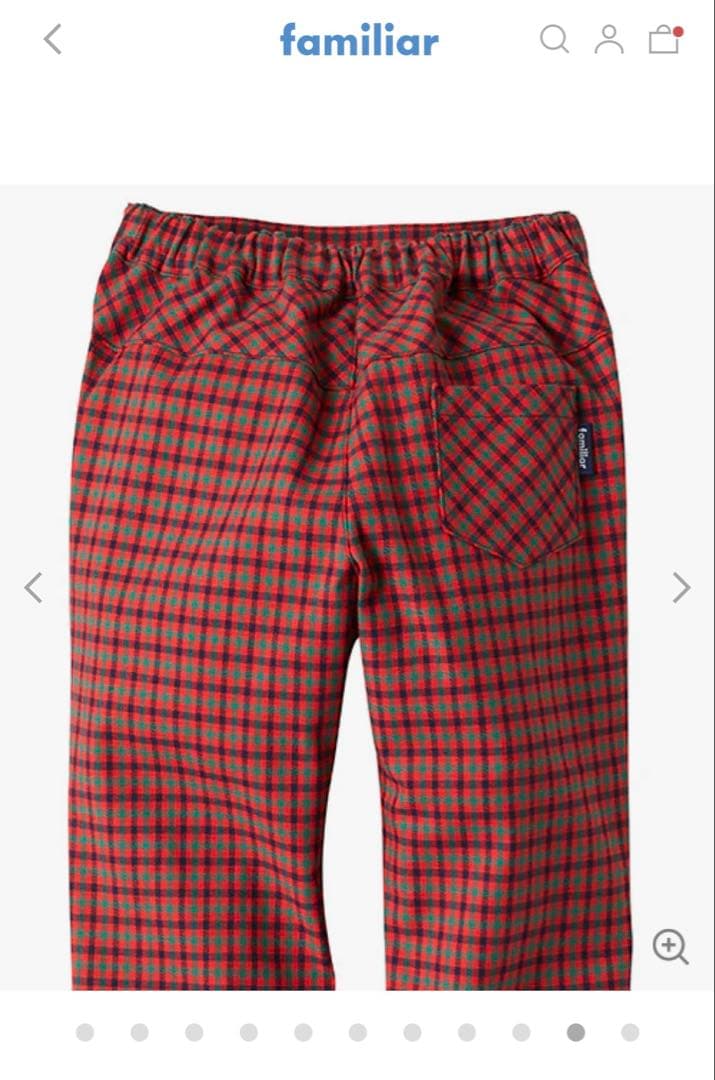 新品未使用 ファミリア 赤系チェック パンツ 9分丈 赤 130 男の子 女の子