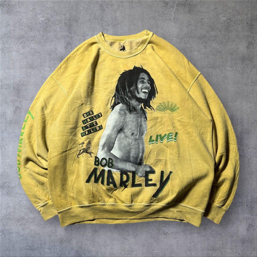 2384古着ZIONボブ・マーリースウェット雰囲気系好デザインマスタードイエロー 2384古着ZIONボブ・マーリースウェット雰囲気系好デザインマスタード